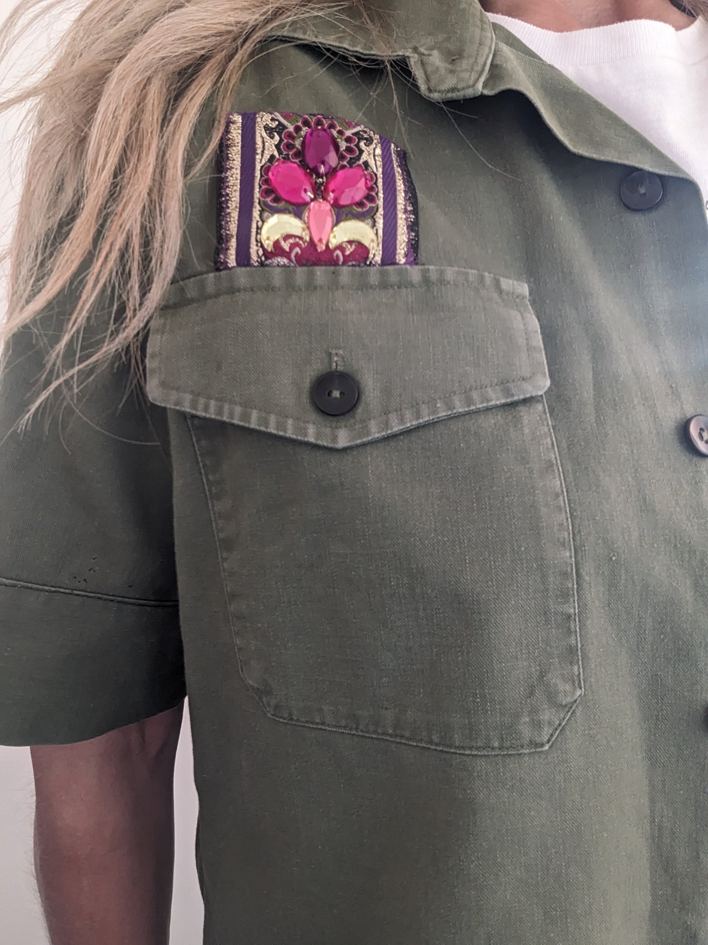 Jewel Tassel Army Shirt M