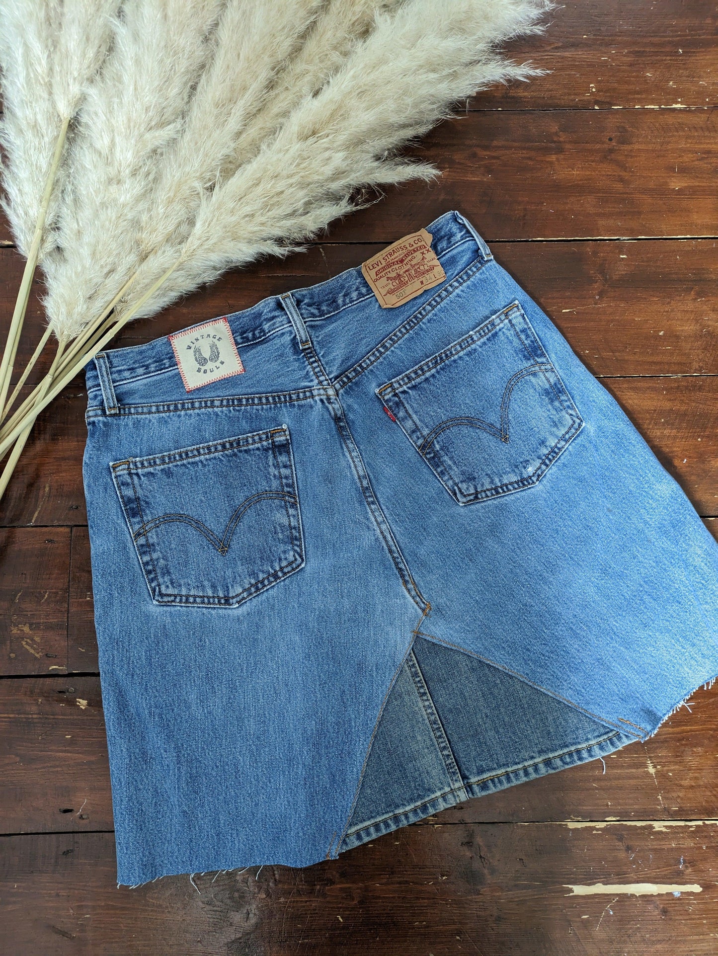 VINTAGE REWORKED LEVI'S 501's JEANS SKIRT - W33"