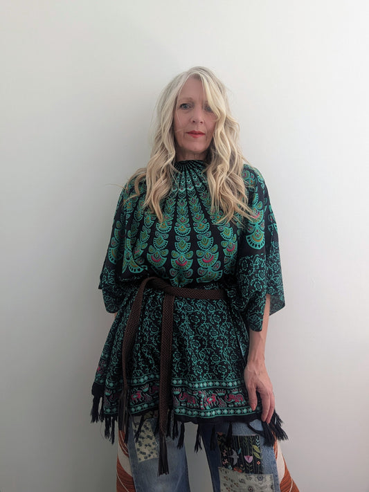 BALI DARK NAVY HAND PRINTED KAFTAN