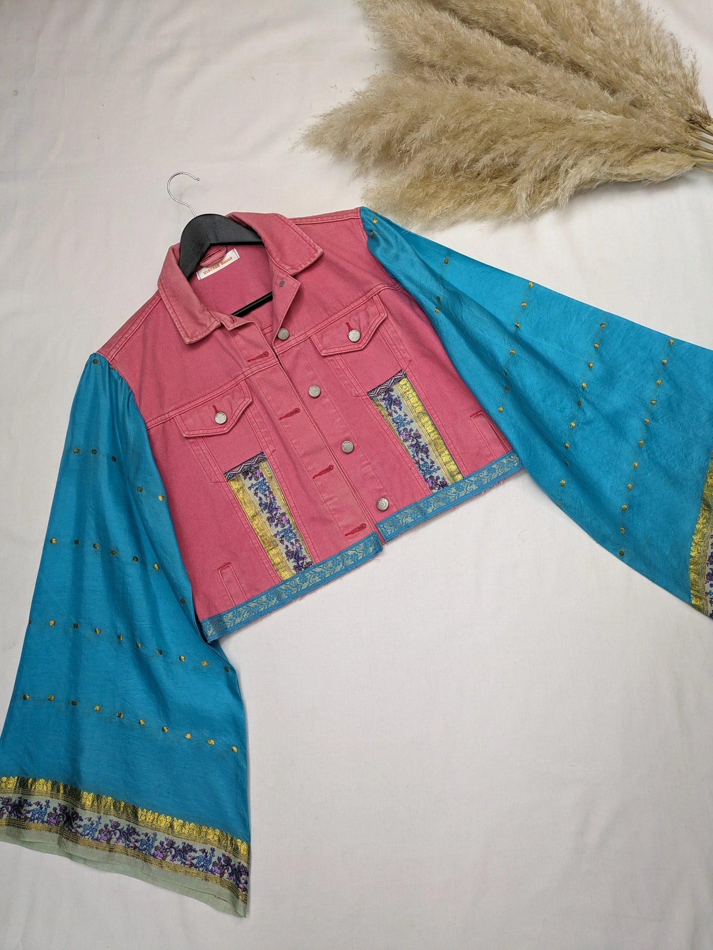 REWORKED PINK ELEPHANT DENIM JACKET M/L