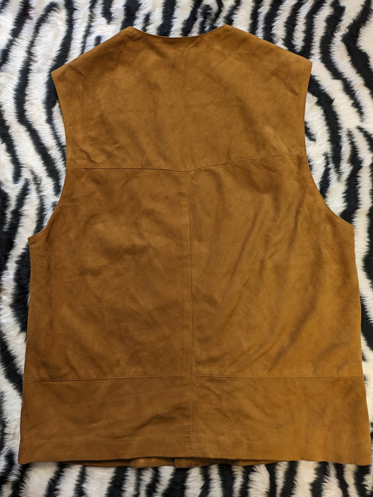 VINTAGE DARK TAN SUEDE LEATHER WAISTCOAT L