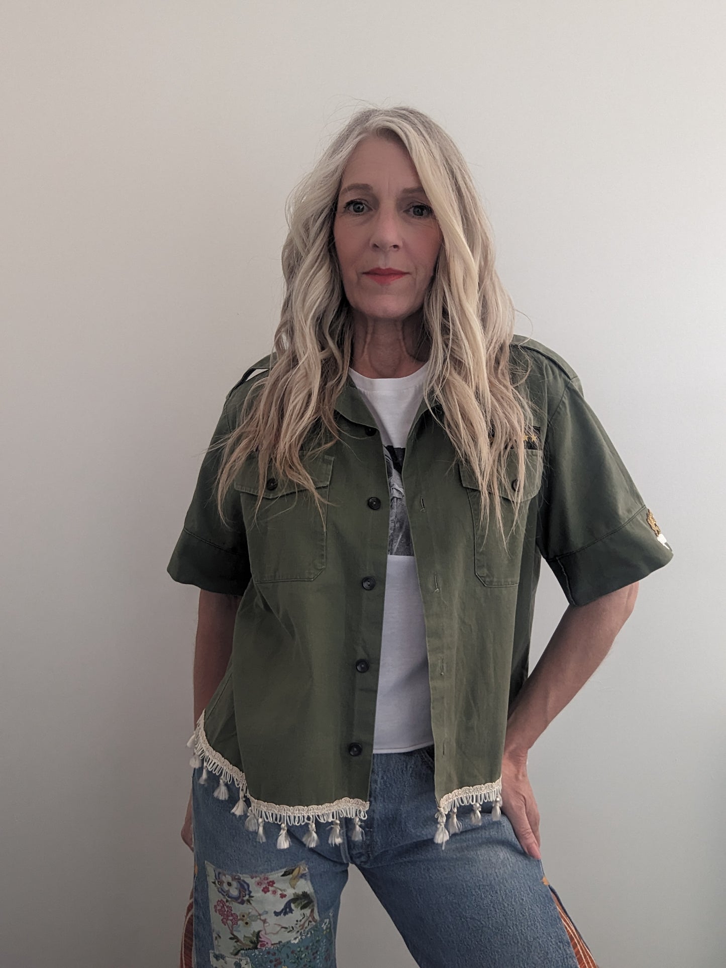 Jewel Tassel Army Shirt M