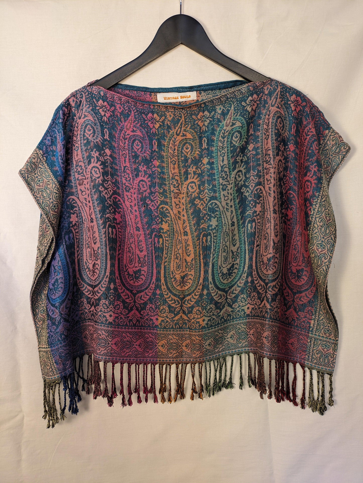 PURPLE PAISLEY TASSEL PASHMINA SCARF TOP