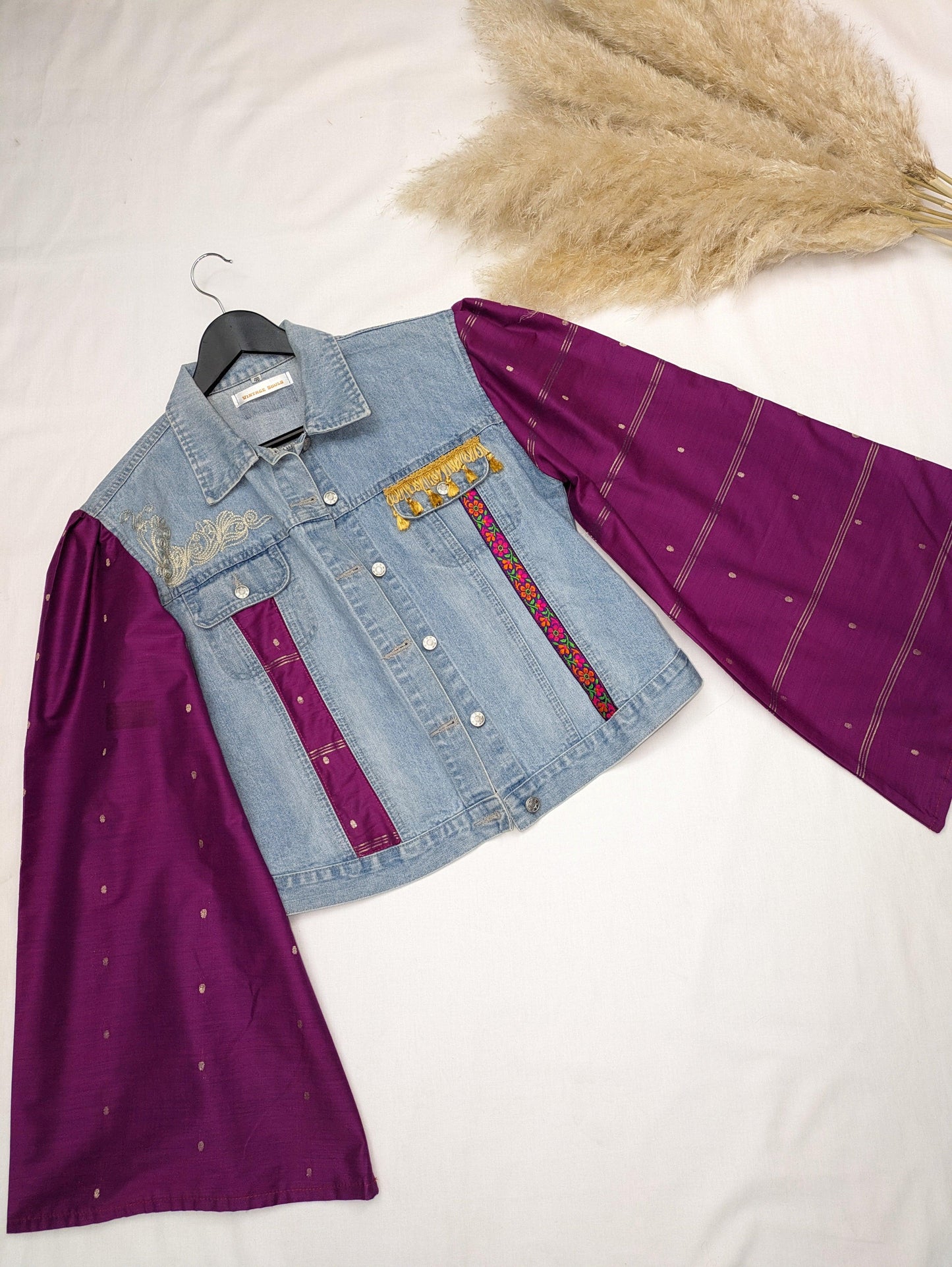 REWORKED PURPLE TASSEL DENIM JACKET M/L