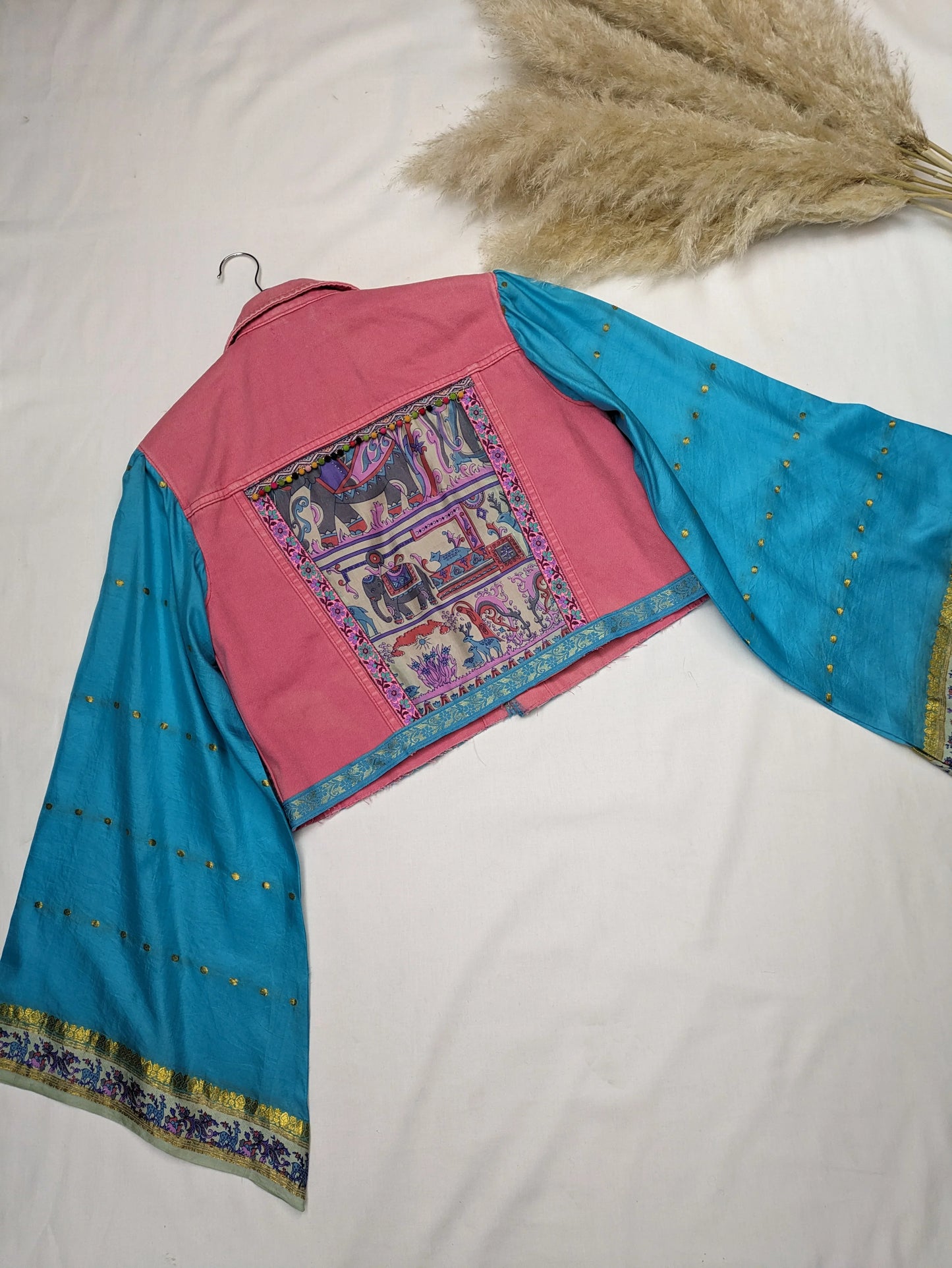 REWORKED PINK ELEPHANT DENIM JACKET M/L