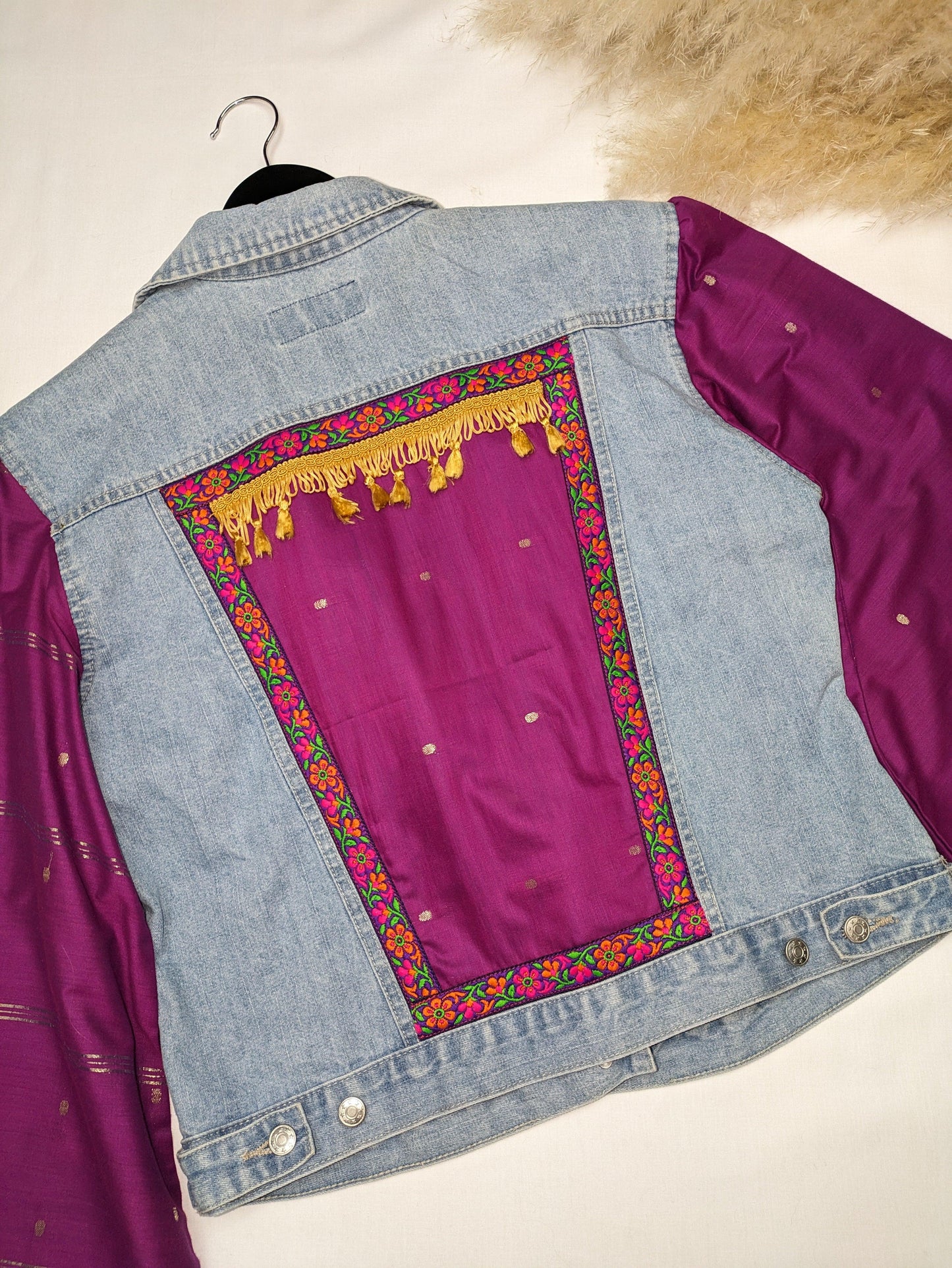 REWORKED PURPLE TASSEL DENIM JACKET M/L