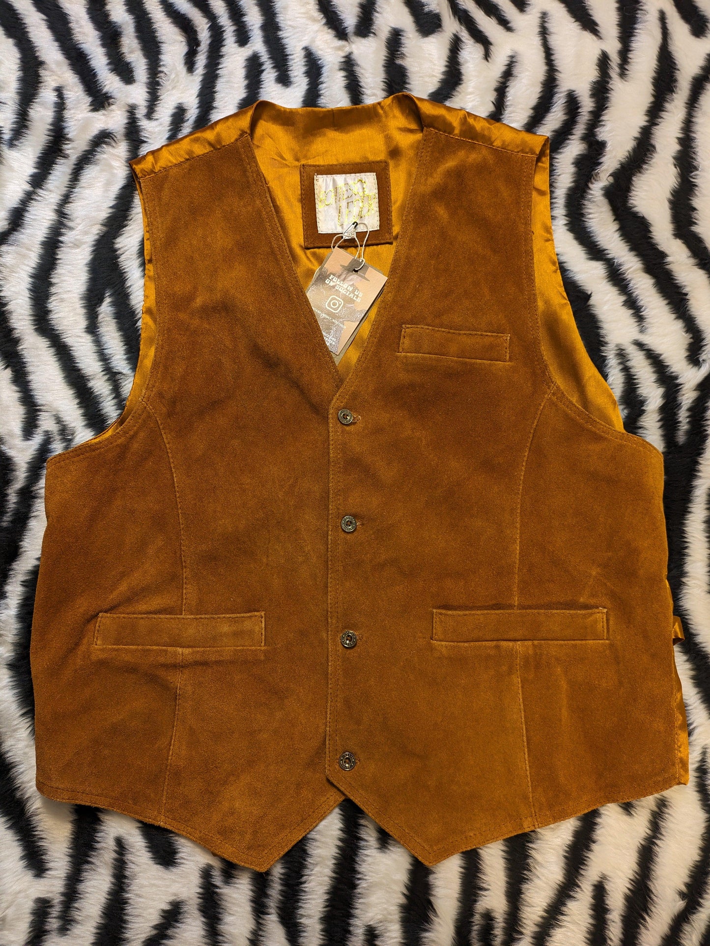VINTAGE COPPER SUEDE LEATHER WAISTCOAT XL/2XL