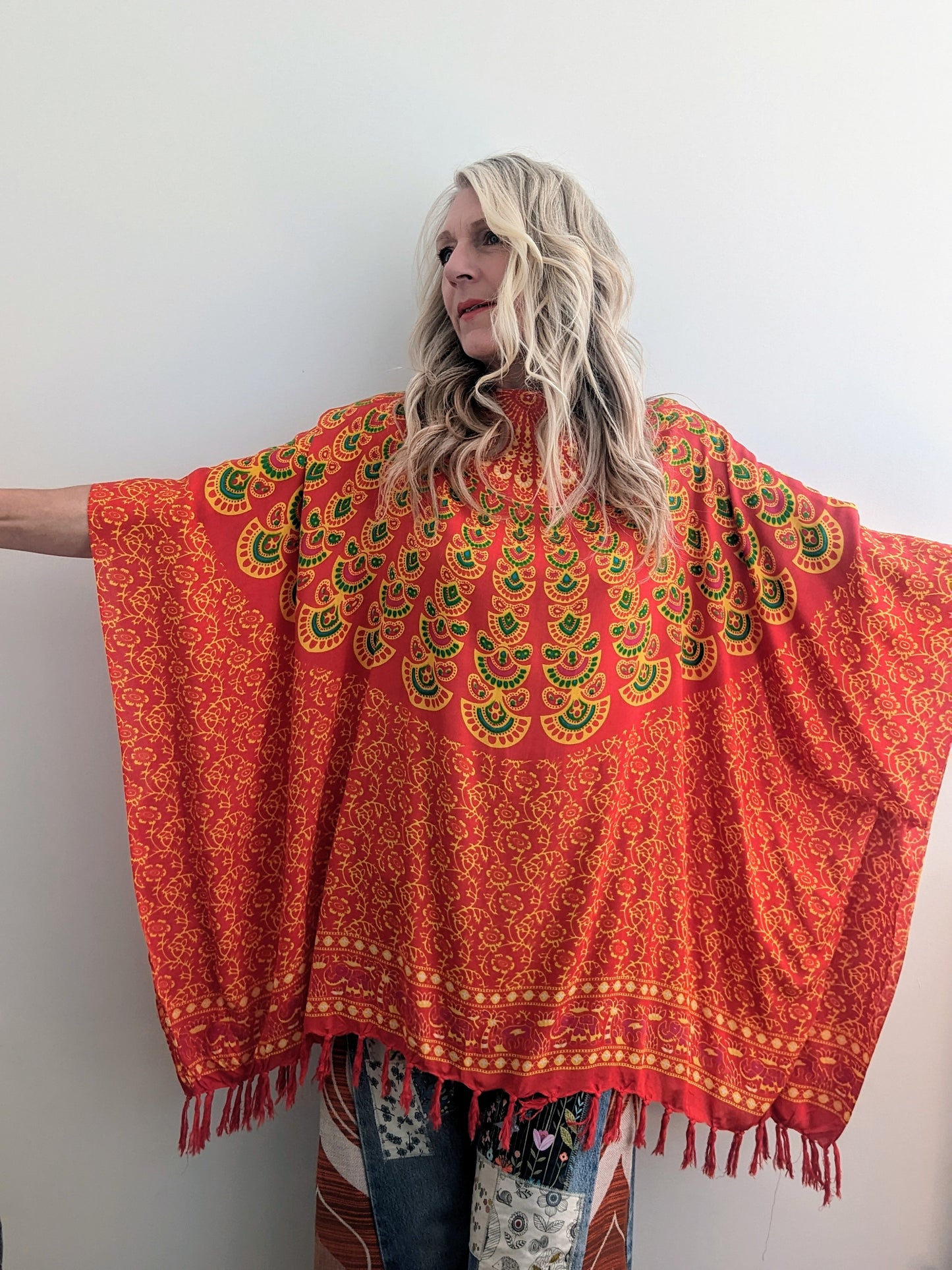 BALI ORANGE HAND PRINTED KAFTAN