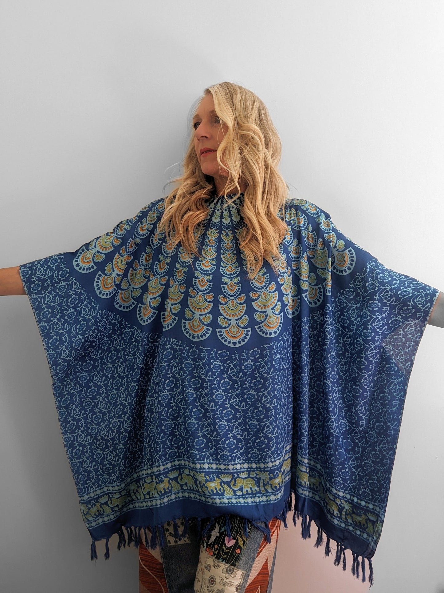 BALI BLUE HAND PRINTED KAFTAN