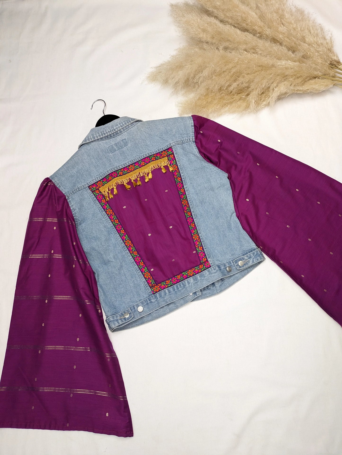 REWORKED PURPLE TASSEL DENIM JACKET M/L