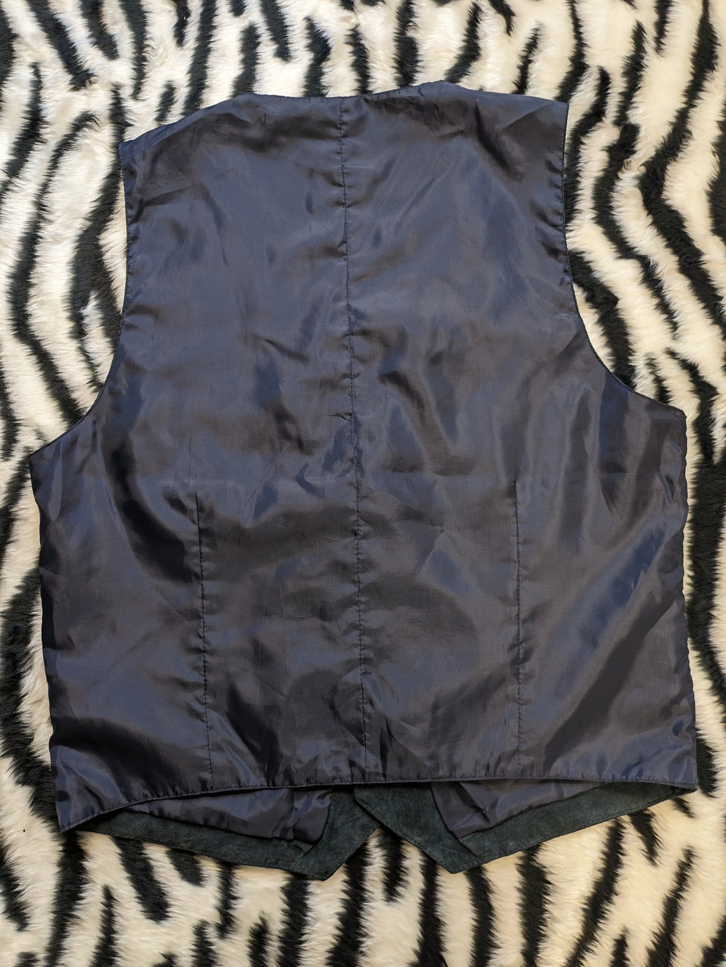 VINTAGE DARK NAVY SUEDE LEATHER WAISTCOAT XL