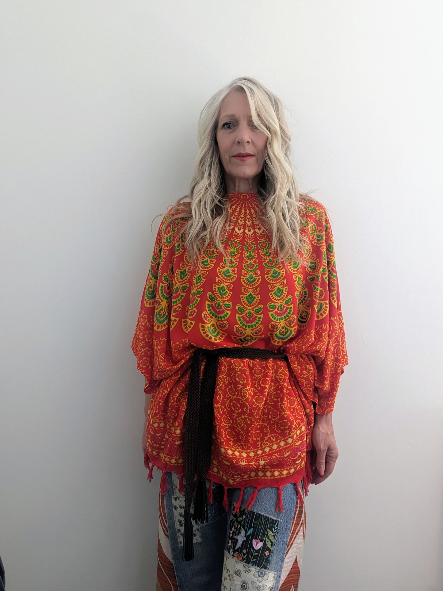 BALI ORANGE HAND PRINTED KAFTAN