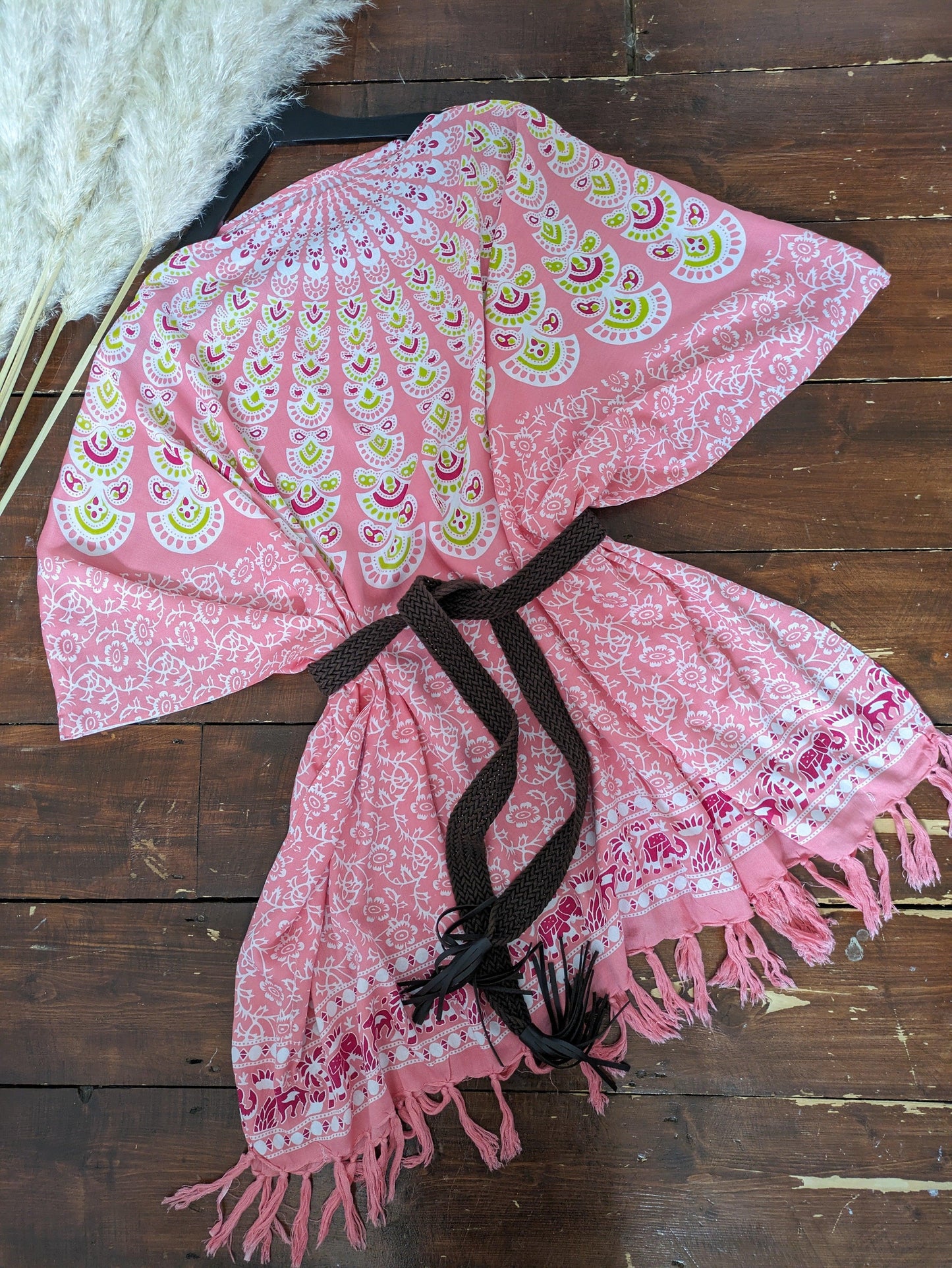 BALI PINK HAND PRINTED KAFTAN