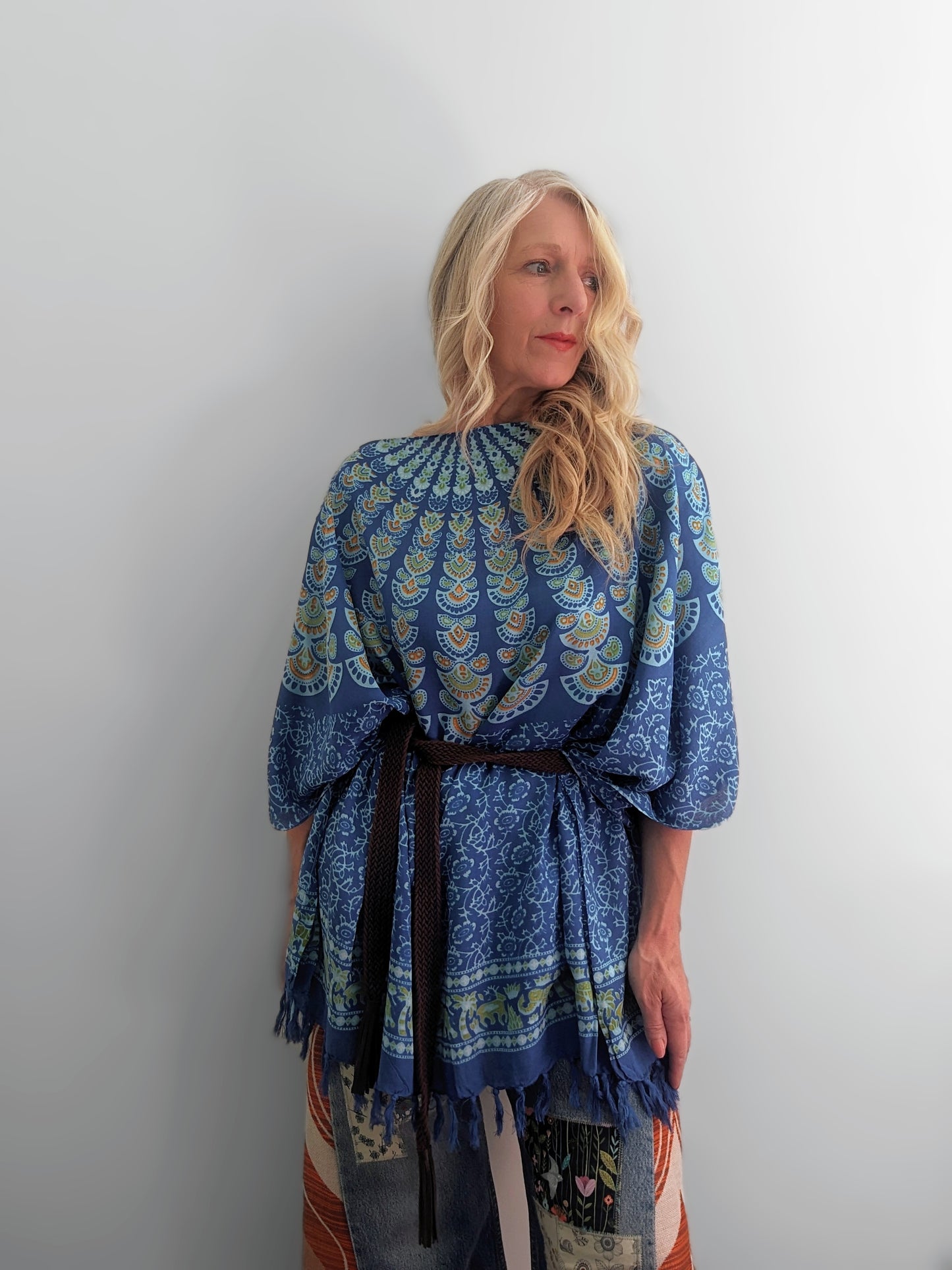 BALI BLUE HAND PRINTED KAFTAN