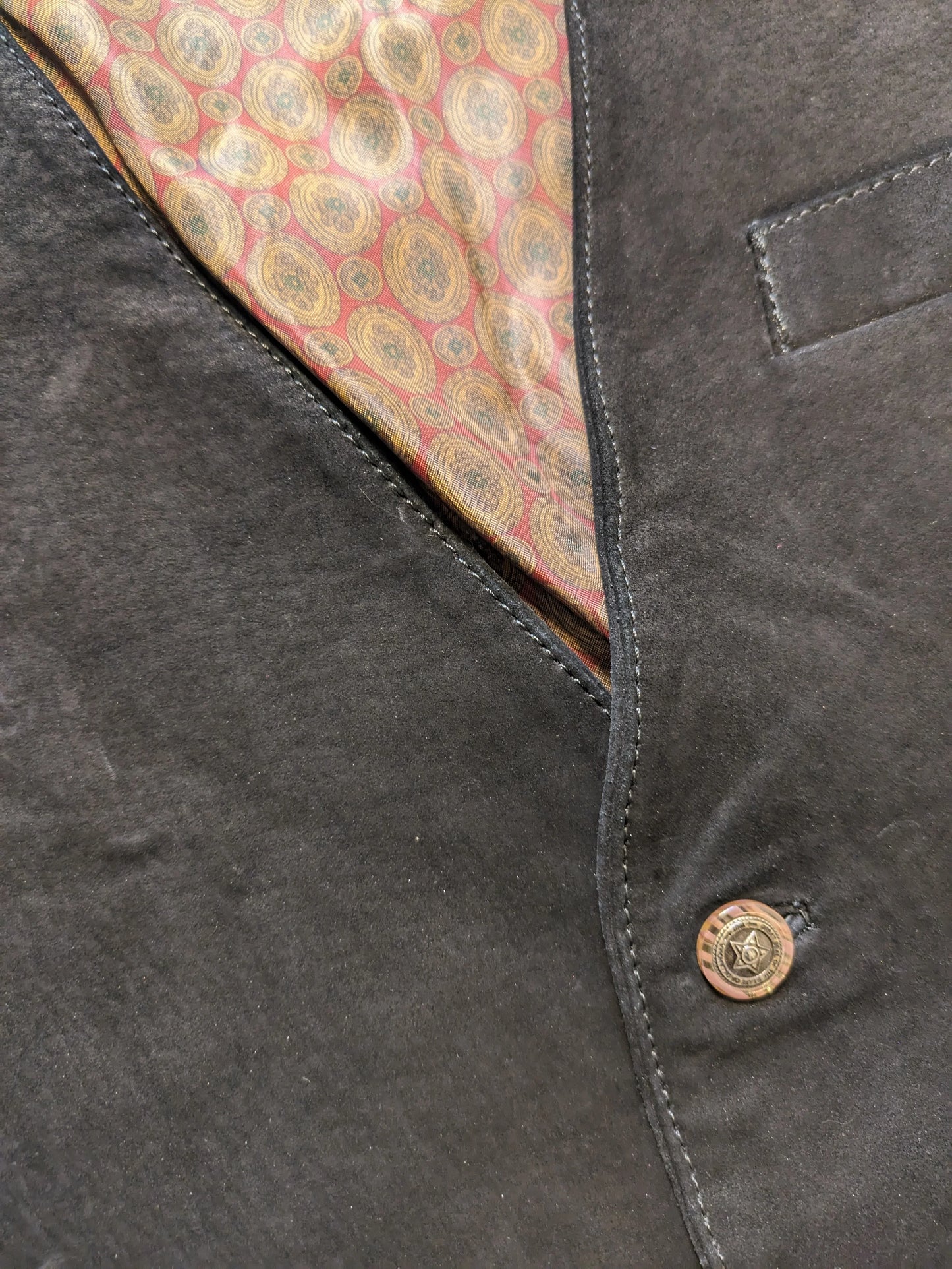 VINTAGE BLACK SUEDE LEATHER WAISTCOAT XL/2XL