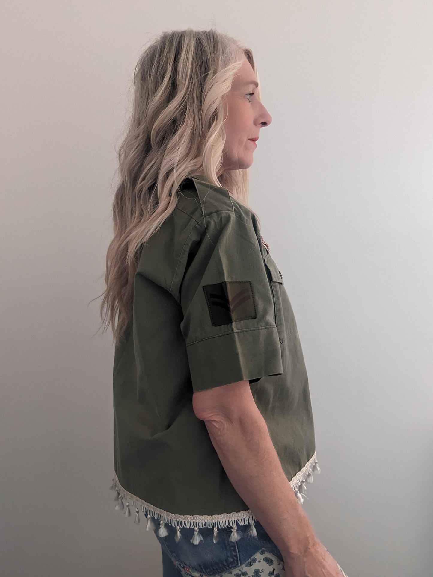 Jewel Tassel Army Shirt M