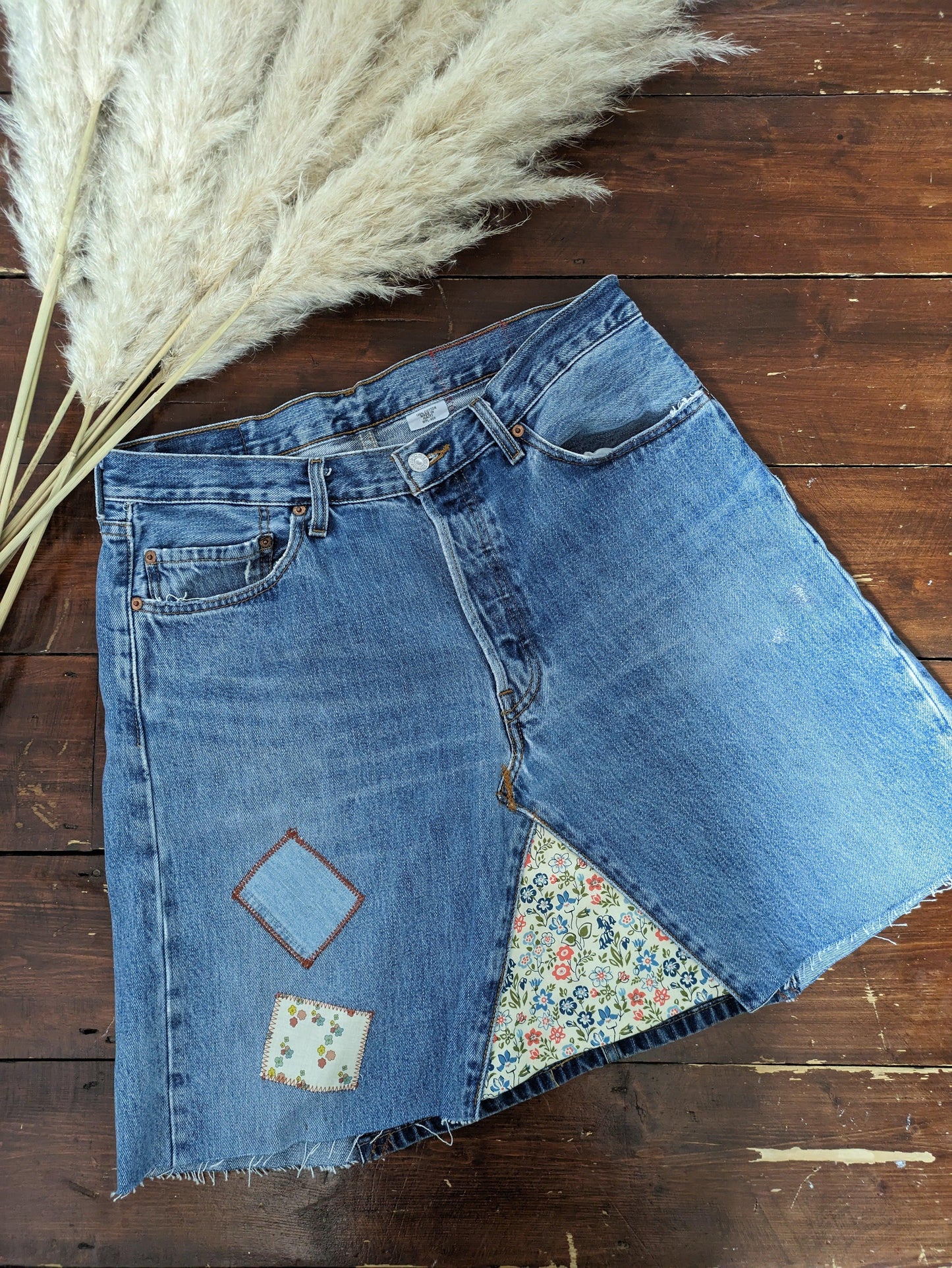VINTAGE REWORKED LEVI'S 501's JEANS SKIRT - W33"