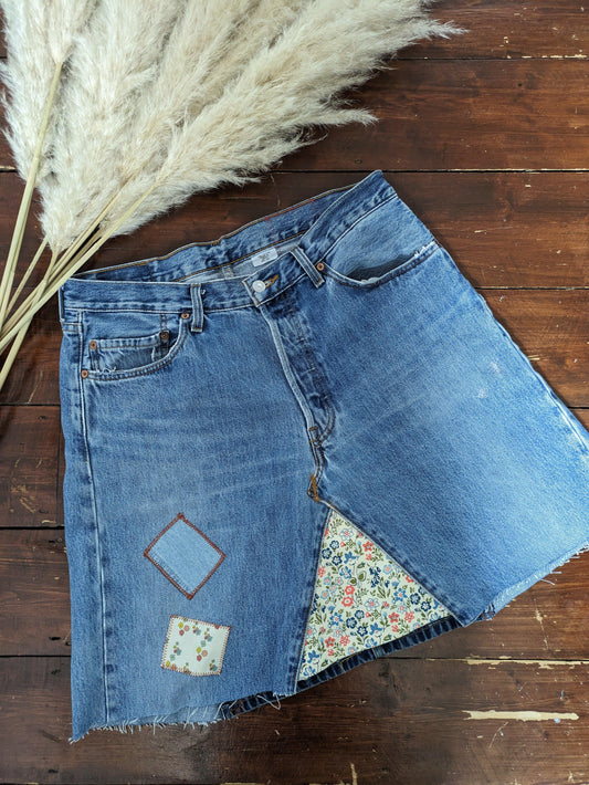 VINTAGE REWORKED LEVI'S 501's JEANS SKIRT - W33"